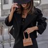 Fall Winter Women Jacket Turn-down Collar English Style Chest Pockets Windproof Outwear Single-breasted