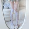 Dark Soft Girl Lace Bow Floral Vine Flower Mesh Socks Pantyhose White Black Bottom Socks