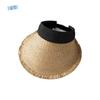Simple Woven Straw Visor Cap Sunscreen Hollow Empty Top Hat French Style Breathable Summer Sun Cap Girl