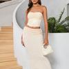 Mesh satin tube top, European and American sexy pleated backless strap short fishbone vest top