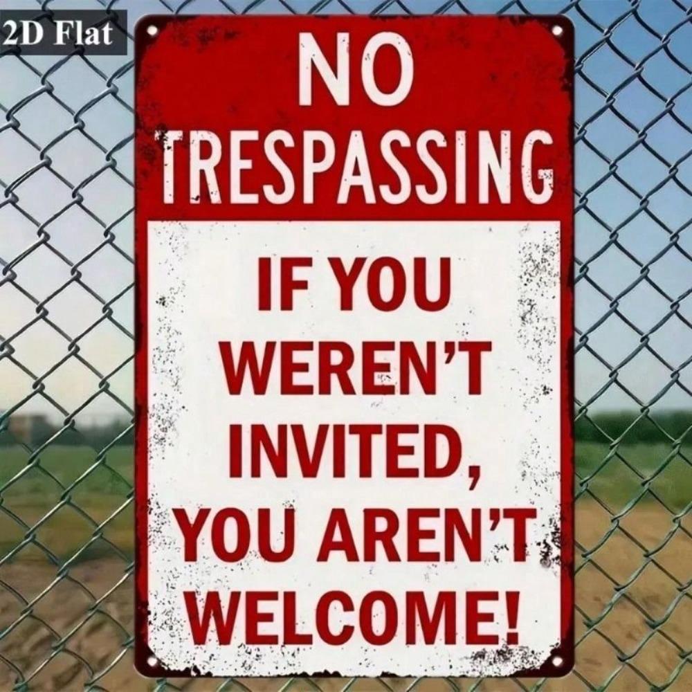 Metal Poster Vintage No Trespassing Sign Wall Decor for Garage