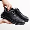 Sports and Leisure Leather Shoes Spring and Autumn Soft Leather Pure Black Shoes