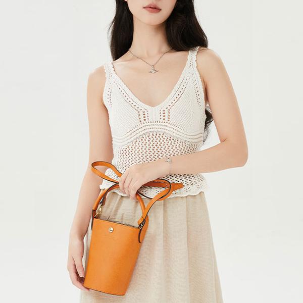Longchamp Épure Embossed Logo Detachable Shoulder Strap Bucket Bag Women Handbags Light-Yellow 10213HYZ222
