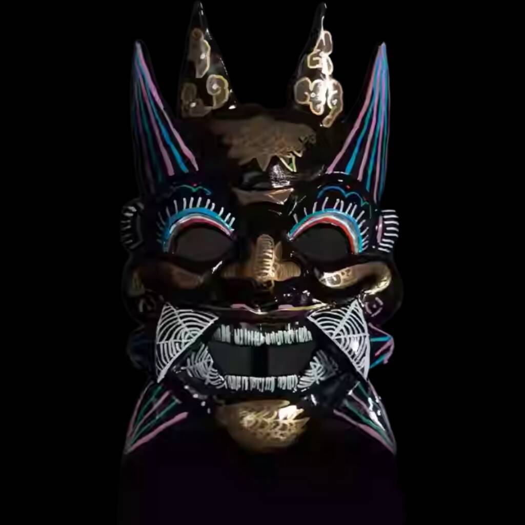 Halloween cos Ghost play mask, Japanese sacrificial costume props, Halloween carnival, horror ghost entertainment Nuo Opera Mask