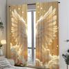 2pcs Gold Angel Wing Door Curtains – Soft Sheer Polyester for Bedroom   Living Room   Office & Caf Decor