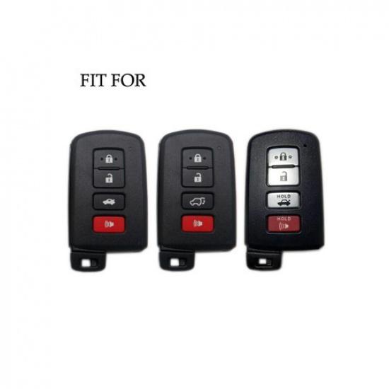 For Toyota Camry Avalon Corolla 4 Buttons Leather Key Fob Cover Case Keychain