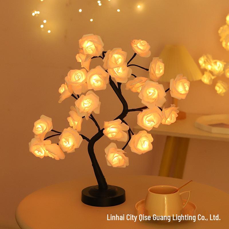 RGB Rose LED Tree Lamp with Remote, 16 Colors - Perfect Valentine's Day Gift!