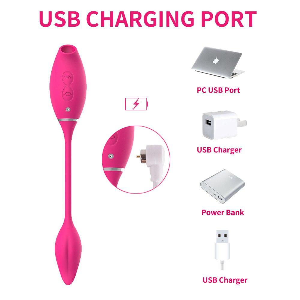 2 In 1 Vibrating Egg with Clitoris Sucking Vibrator G-Spot Clitoris Stimulator Nipples Clit Sucker Lady Sex Toys for Womans