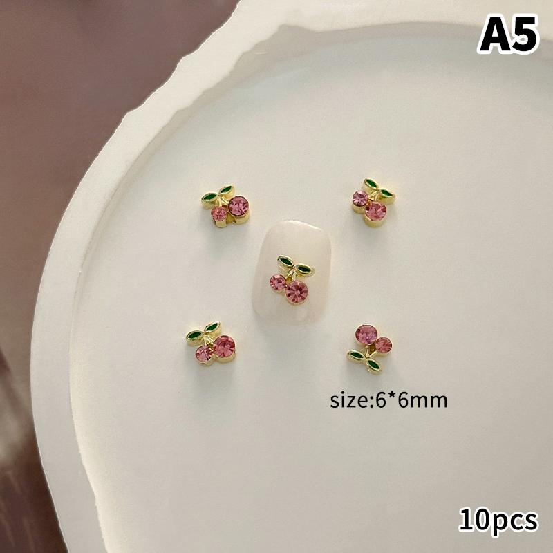 

10 шт. Вишня для ногтей 3D Вишневый шарм Красный фрукт Бриллиант Ювелирные изделия Y2K Сплав Драгоценные камни для ногтей для женщин Маникюр