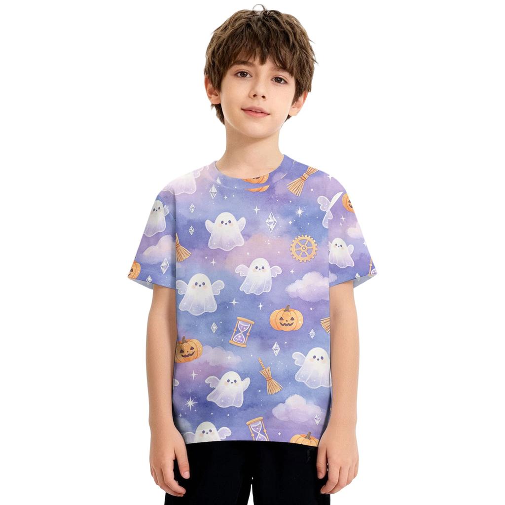 Kids Halloween Graphic T Shirt Short Sleeve Casual Crew Neck Top Boys Girls Printed Tee Comfortable Fit