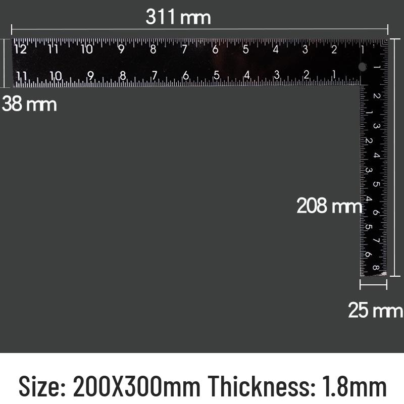 90° Stainless Steel Right Angle and Corner Detection Ruler, 250x500mm
