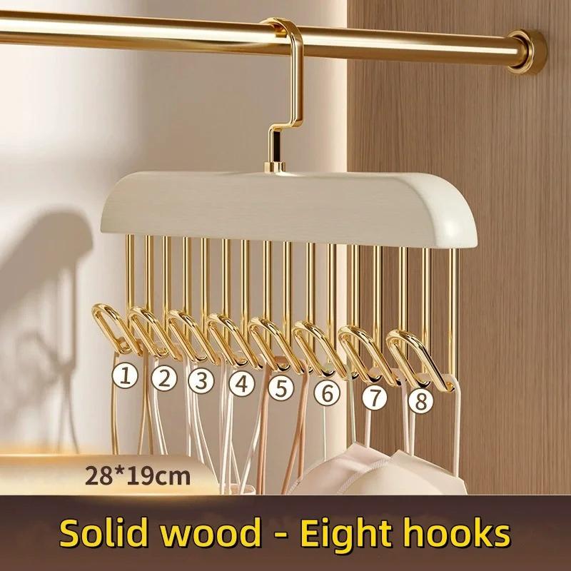 Hölzerner Sling-Aufhänger-Organizer mit mehreren Haken für Unterwäsche, BHs, Westen, platzsparendes, langlebiges Aufbewahrungsregal, Kleiderbügel