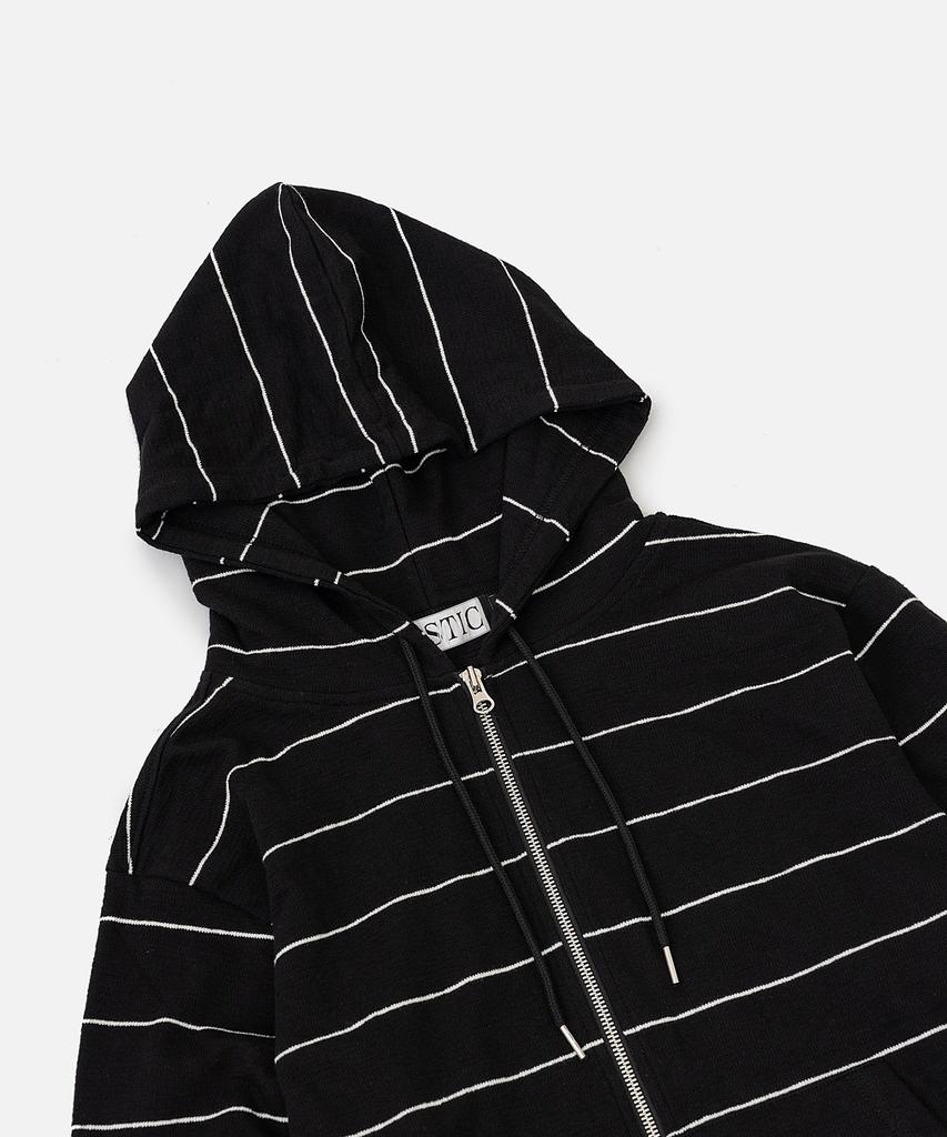 Vastic Striped Zip-Up Hoodie_Black/White