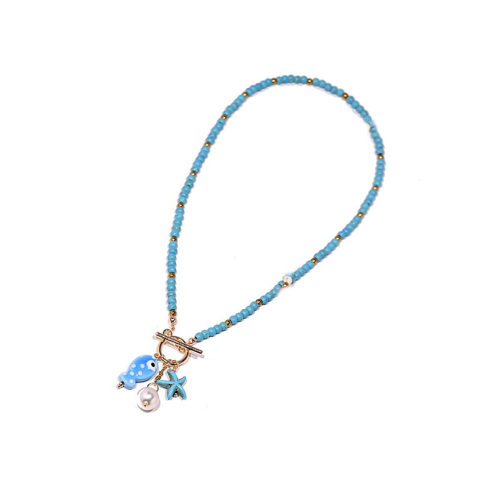 Ceramic Beaded Fish Pendant Necklace Inspired By Ocean Life With Colorful Accents For Everyday Wear