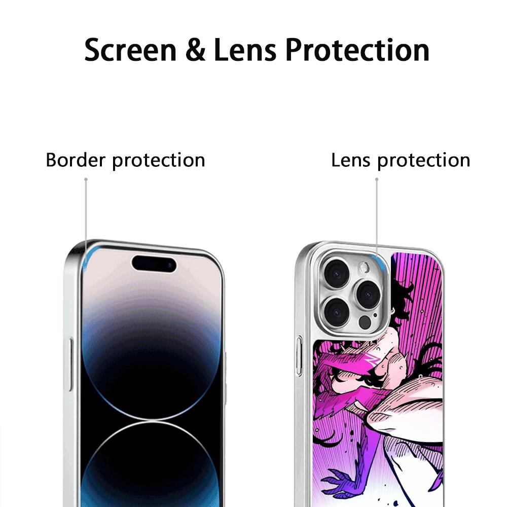 Bibian Player Y2k Anime Girl Design Phone Case for iPhone 16 15 14 13 12 11 Pro Max Sheepskin Silver-edged Protective Case