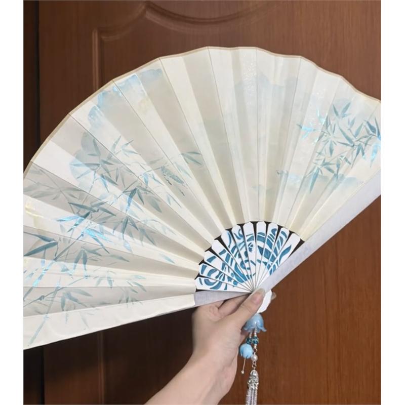Luminous Handmade DIY Ancient Chinese Sle Blank Fan Xuan Paper Silk Cloth Night Light Hanfu Accories Student Home Daily Use