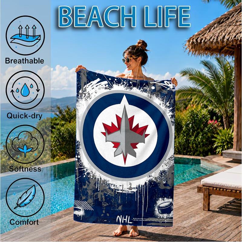Jets Hockey Team Beach Towel, Super Soft Microfiber, Perfect Gift for Her/Him, Birthday, for Pool, Beach, Travel, Decor Beach Party