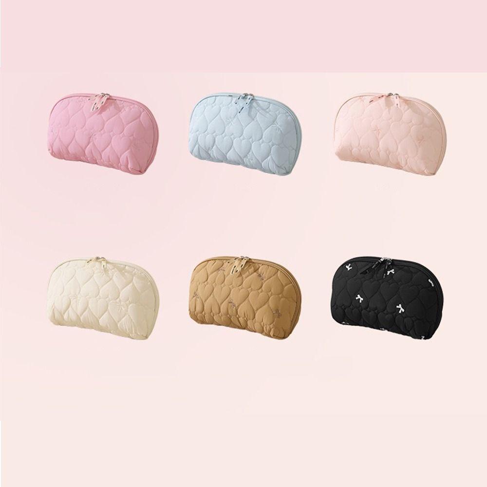 Heart Underwear Storage Bag Half Circle Wide Opening Bra Organizer Bag Multi-compartment Zipper Pouch Intimate Clothes Bag
