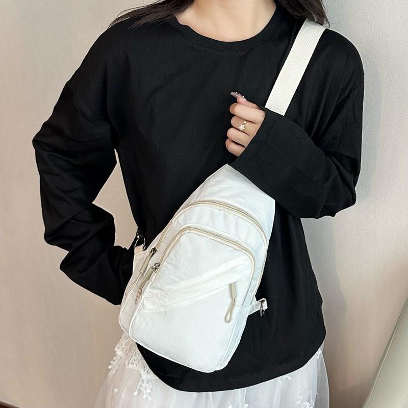 2025 new multi-functional trend women's breast bag fashion casual nylon cloth shoulder small backpack chest small satchel