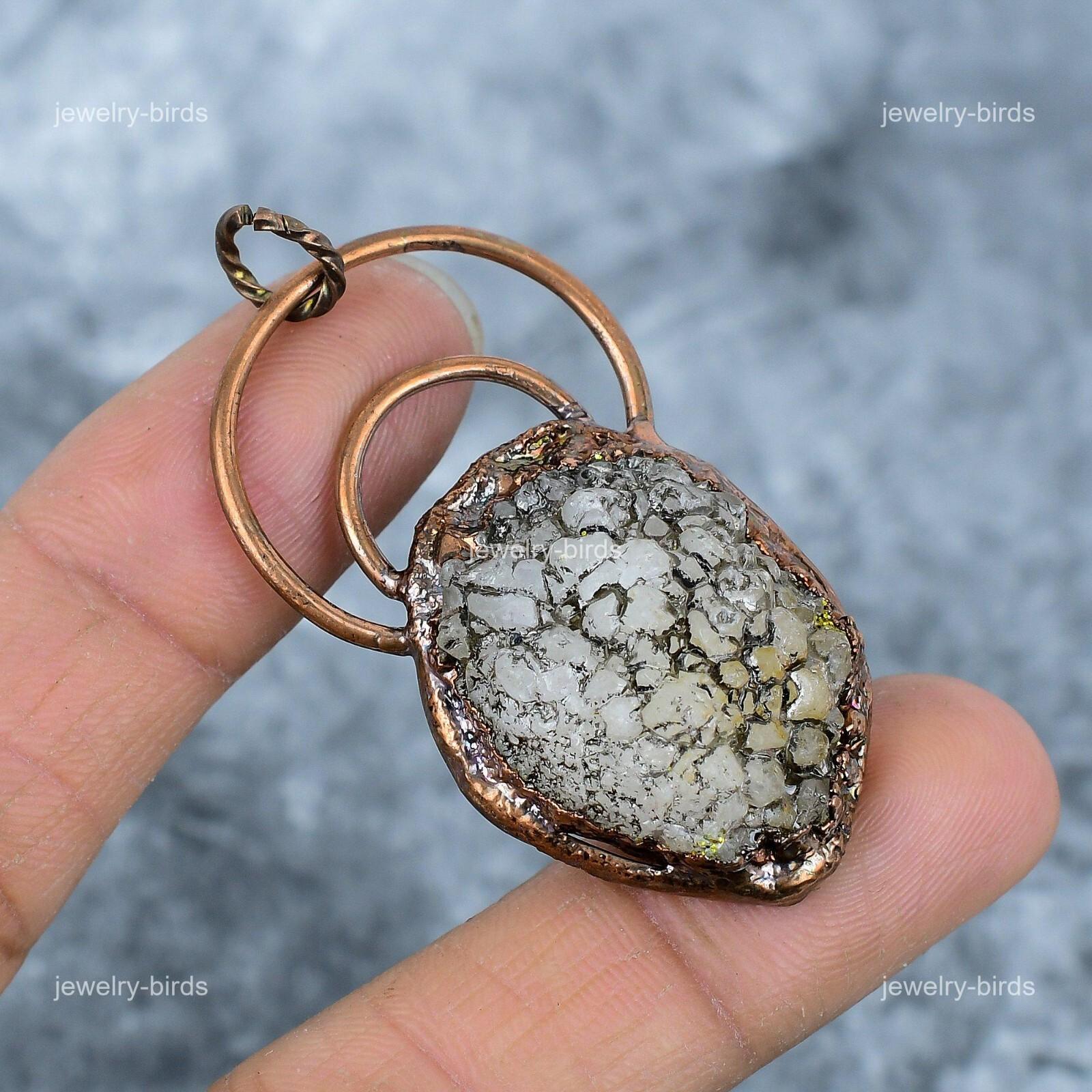 

Изысканный Натуральный Пирит Друза Медь Гальванопластика Подарок Жене Новая Подвеска Ювелирное Изделие VP-26