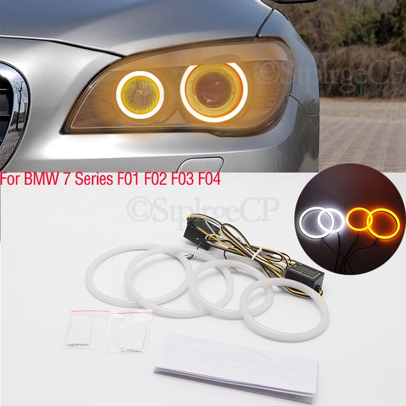 For BMW 7 Series F01 F02 F03 F04 730d 740d 740i 750i 760i 2008-2012 SMD cotton light LED angel eyes white and yellow DRL kit