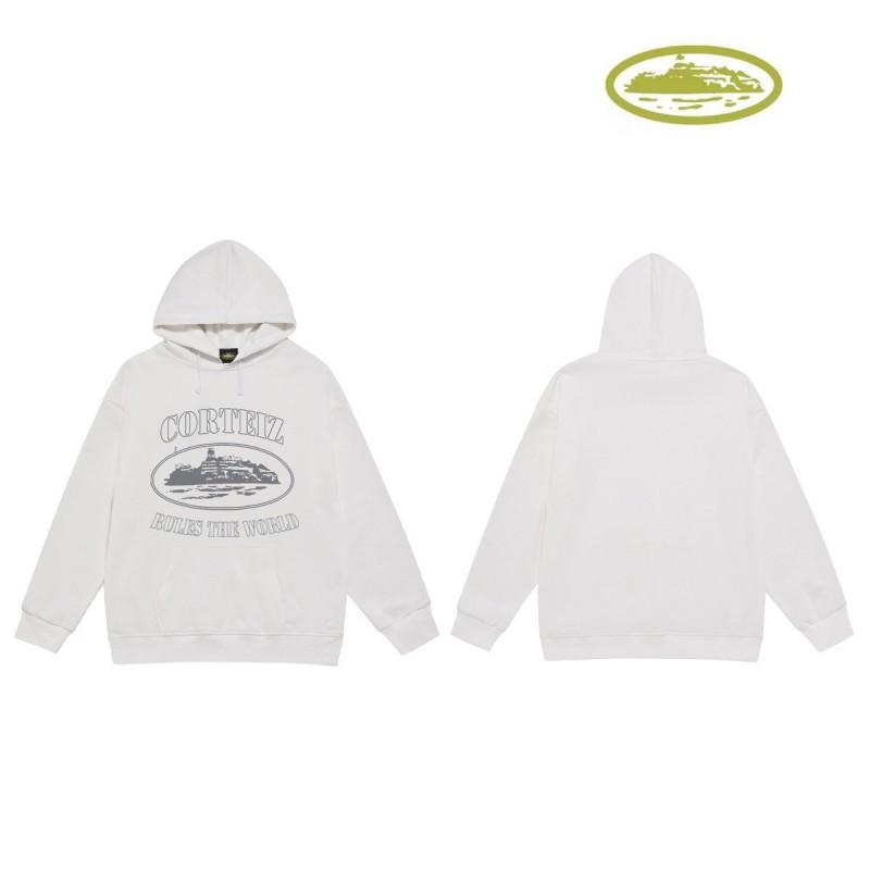 CORT Alcatraz Distressed Hoodie Men Streetwear Loose Fit Couple Sweatshirt Winter