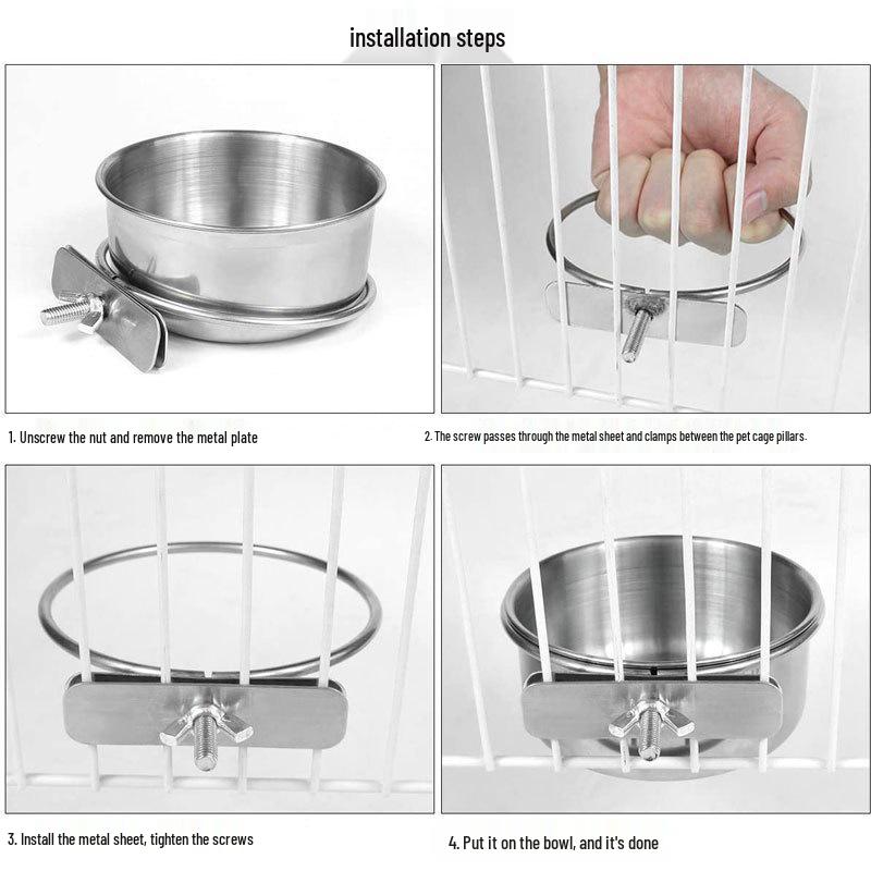 Stainless Steel Pet Feeding Bowl for Birds, Cats, and Dogs – Easy Cage Installation Feeder
