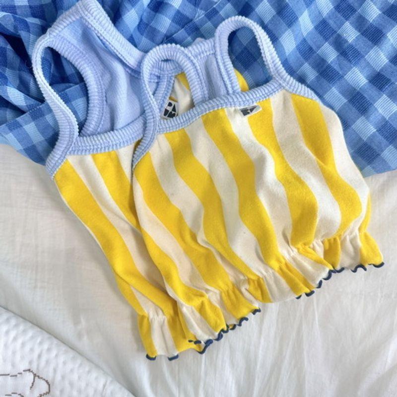 PLUM STUDIO Vertical Stripe Crop Top - Blue Banana