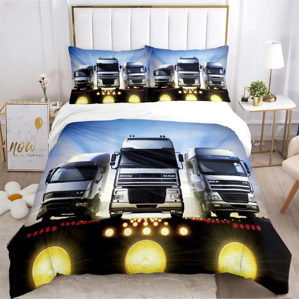 Federa Piumone con Logo Camion DAF alla Moda Set Biancheria da Letto Coperta Morbida e Federe per Ragazzi Singolo_Matrimoniale_Queen_King