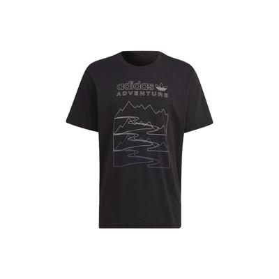 Originals Outono/Inverno 22 Camiseta com Gola Redonda e Estampa de Logo Masculina Tops Preto HK5007