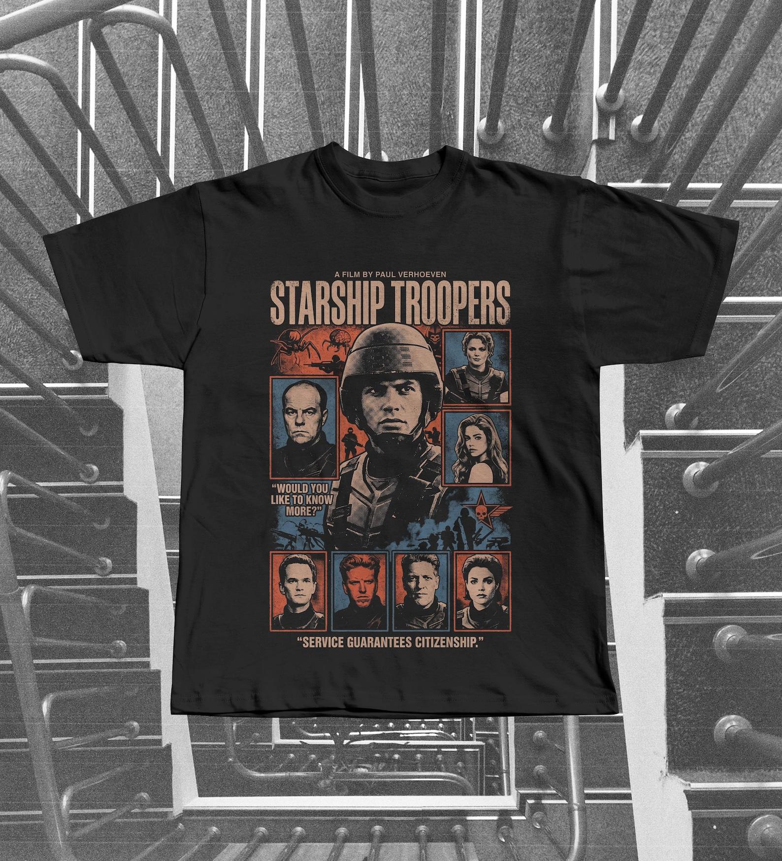 Starship Troopers Movie Graphic Tee | Paul Verhoeven 90s Sci-Fi Film Fan T-Shirt 4XL
