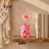 Creative Housewarming Presents 3D Printed Cat Vase, Cute Smiling with Heart?Hand Gesture Flower Holder, Vase Ornaments Animal Shaped Desktop Decor,