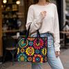 Bohemian Floral Print Tote Bag Large Capacity Casual Daily Shoulder Bag for Shopping Travel