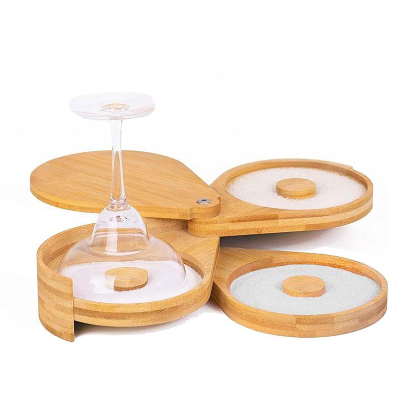 

ABUL-1 PCS Wood Margarita Salt Rimmer Cocktail Rimmer Kit Diameter Glass Rimmer With Lid Bamboo Glass Bar Sugar Salt Rimmer Plat