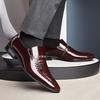 Men's Plus Size Crocodile Pattern Patent Leather Business Slip-On Shoes, Pointed Toe, Shiny Finish