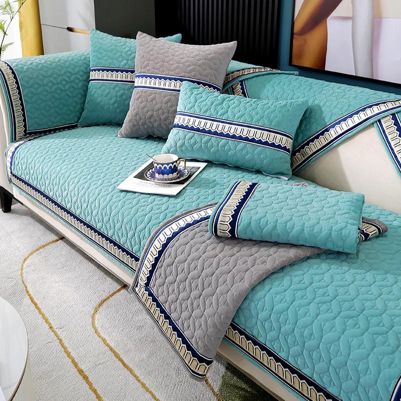 Podzimní plyšový potah na pohovku Zesílené prošívání Polštář na pohovku Moderní Jednoduché Jednobarevné popruhy Polštář na pohovku Obývací pokoj Teplý polštář