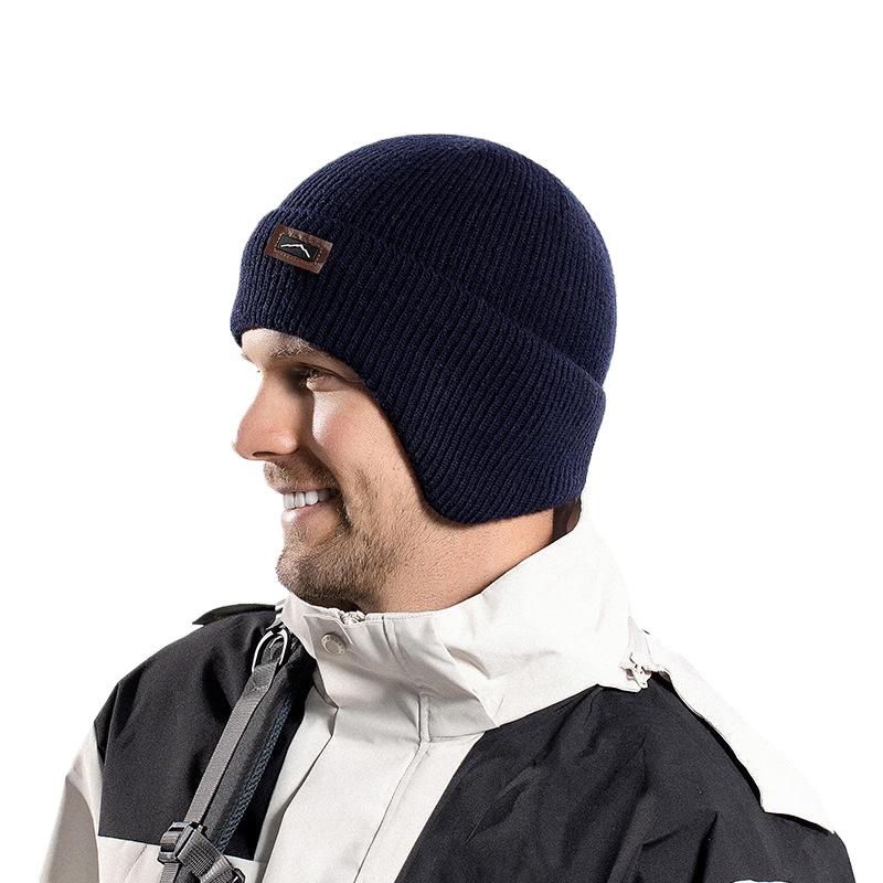 Zimowa ciepła dziana wełniana czapka polarowa czapka na zimno męska outdoorowa rowerowa ochrona uszu nakrycie głowy