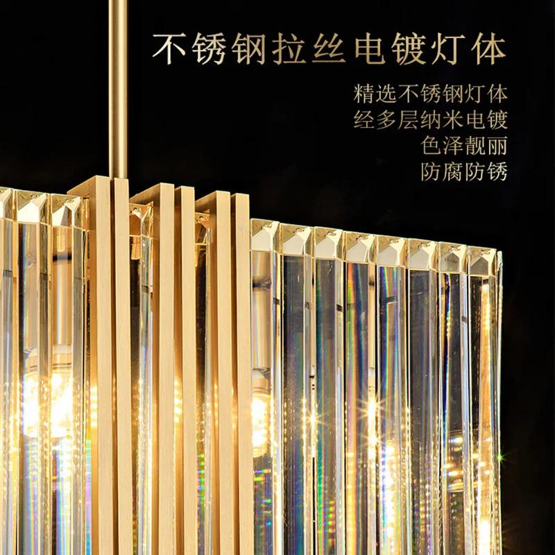 Modern Rectangle Crystal Chandelier Dining Room Hanging Light Fixture Brushed Gold Kitchen Island Led Cristal Lustre Lamp