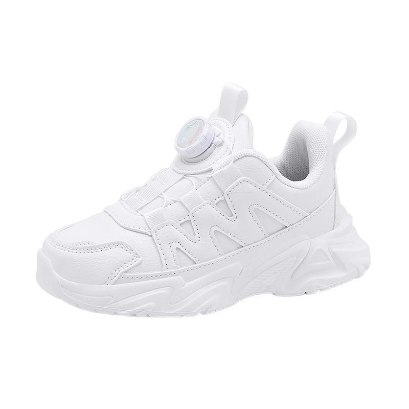 Children's Sports Shoes 2025 Autumn New School Designated Small White Shoes Medium and Large Children's Versatile Rotating Button Small White Shoes
