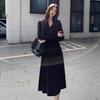 Women's French Chic Gray Hooded Knit Dress - Autumn/Winter Slimming Sweater Long Skirt
