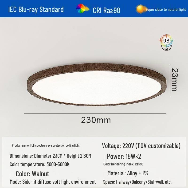 Ultra-Thin Full Spectrum Eye Protection Ceiling Light for Study, Bedroom, or Hallway
