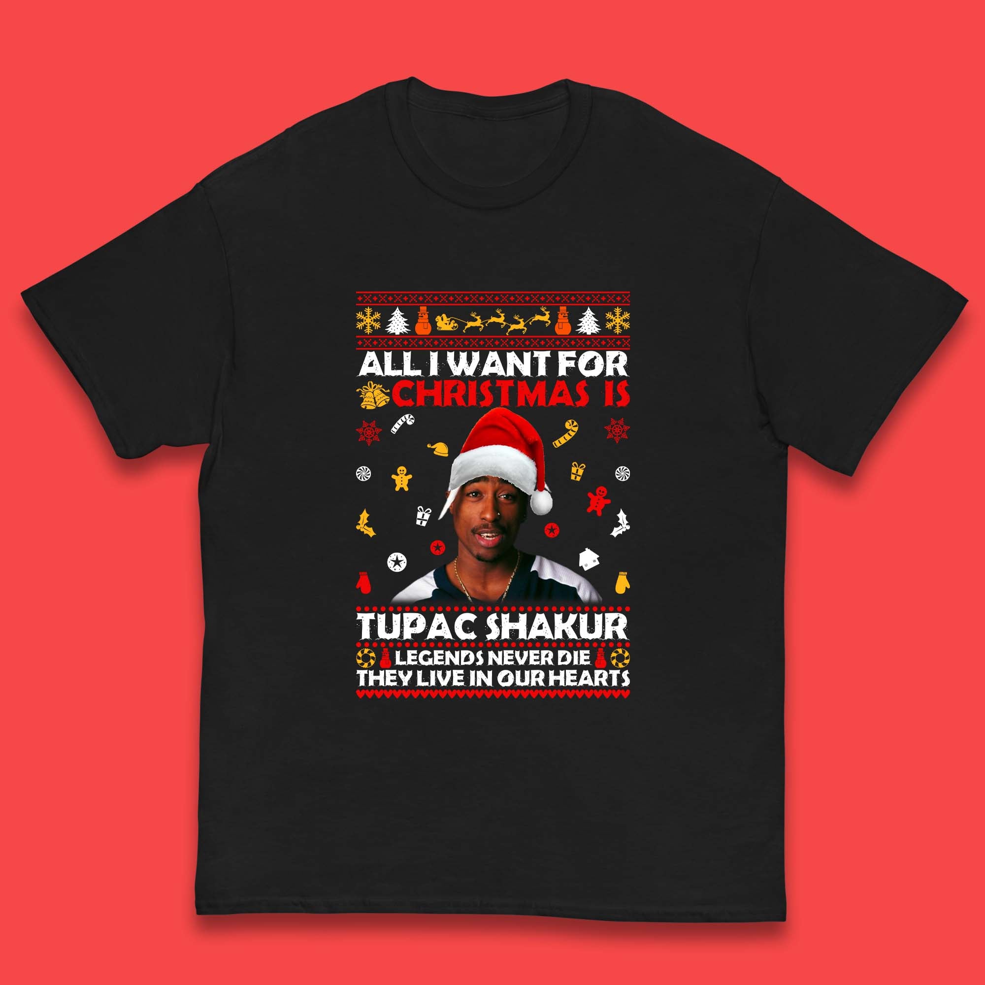 Tupac Shakur Christmas Kids T-Shirt 150