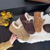 Women's Large Size Soft Sole Winter Warm Belt Buckle Non-Slip Fur Snow Boots Padded Lined Ankle Boots Non-Slip Hiking Sports Cotton Shoes