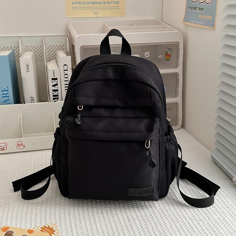 Leisure campus solid color high school student schoolbag new small fresh nylon travel backpack outside