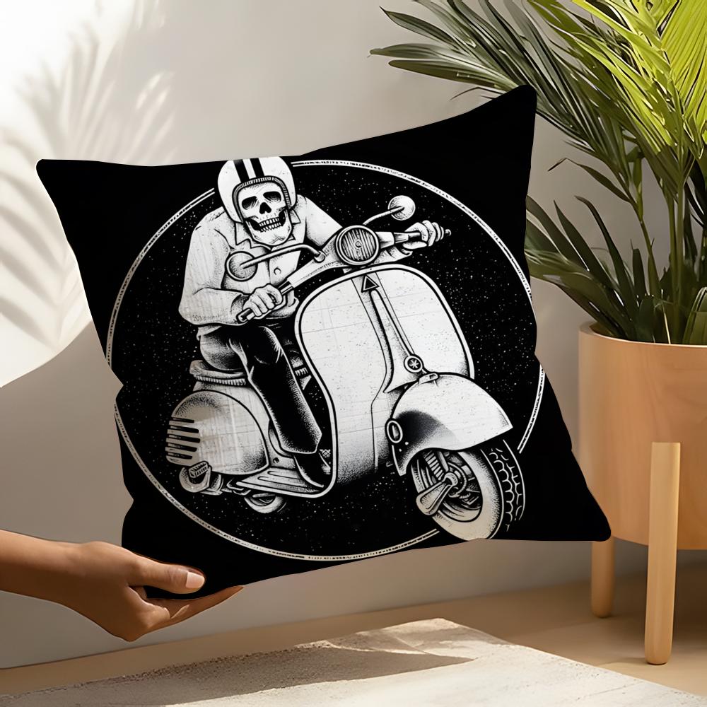 Funny skull motorcycle pattern Pillow Case Linen Cushion Covers For Decorative Sofa Home Pillows Case Car Chair Pillows Cases