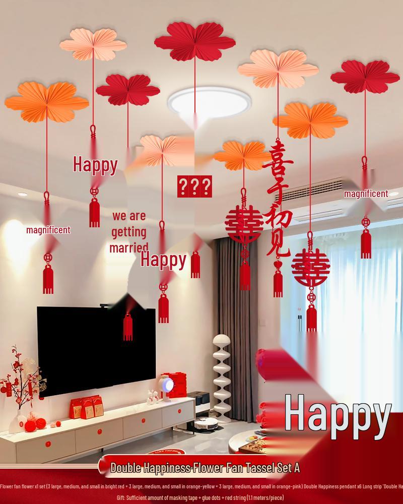 Ceiling Hanging Decorations: Wedding, Living Room, Bedroom, Boudoir Pendants & Fan Floral Ornaments