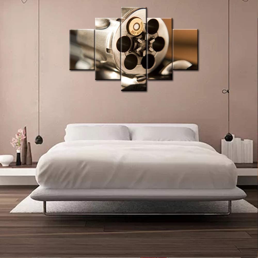

5 шт. черно-белый револьвер 357 Magnum фотографии пистолет пулевые отверстия картины картины HD печать современный настенный художественный постер без рамки 20x35 20x45 20x55cm