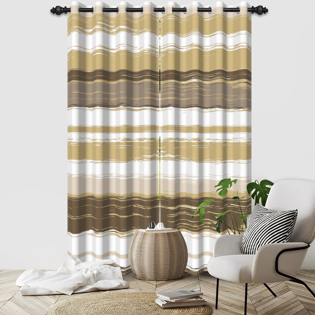 Set Of 2 Abstract Striped Pattern Curtains Multiple Colors Top Living Room Bedroom Decor Rod Pocket Curtain With Grommet Light Blocking Polyester