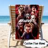 Custom Name Chucky and Tiffany Microfiber Beach Towel Super Soft & Absorbent for Bath, Beach, Travel  Bath Time Accessory, Fan gifts