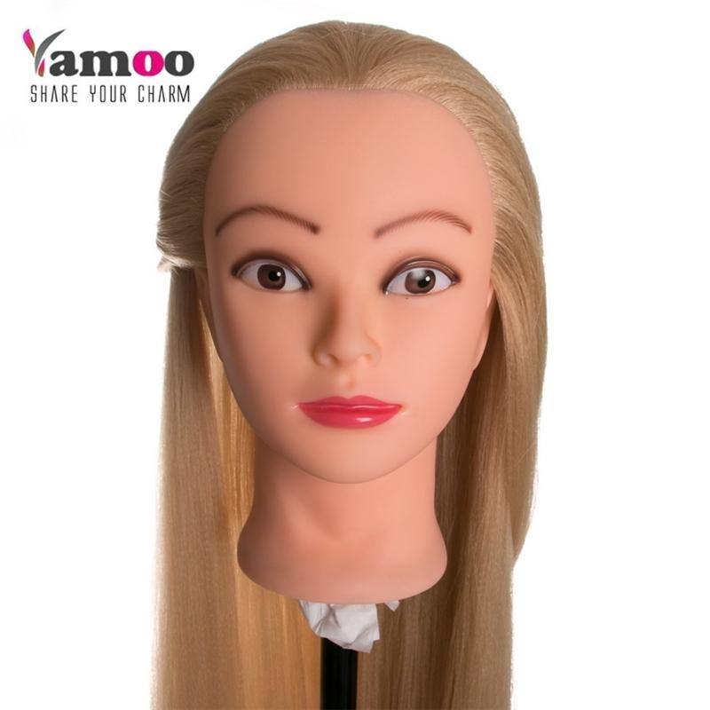 65CM/80CM Weiblicher Kopf Puppenfrisuren Schaufensterpuppe Friseur Styling Trainingskopf für Friseure Kunsthaar Schaufensterpuppenkopf